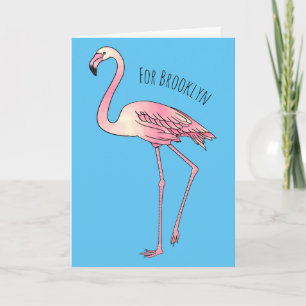 Flamingo bird cartoon illustration card