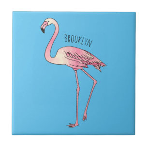 Flamingo bird cartoon illustration ceramic tile