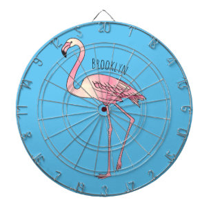 Flamingo bird cartoon illustration dartboard