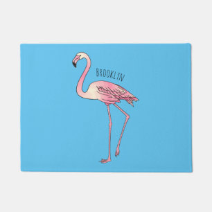 Flamingo bird cartoon illustration doormat