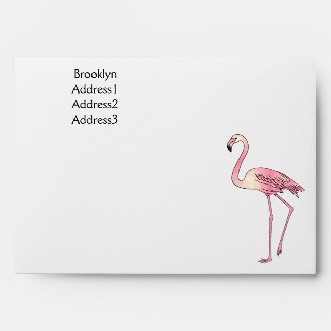 Flamingo bird cartoon illustration  envelope (Front)