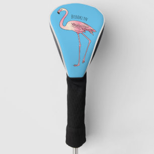 Flamingo bird cartoon illustration golf head cover
