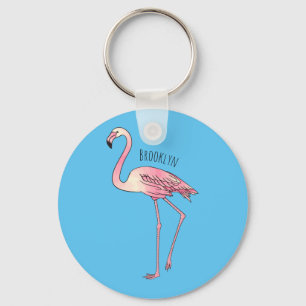 Flamingo bird cartoon illustration key ring