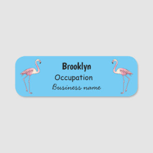 Flamingo bird cartoon illustration name tag