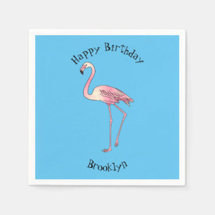 Flamingo bird cartoon illustration napkin