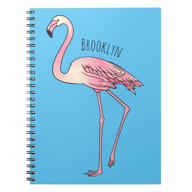 Flamingo bird cartoon illustration notebook (Front)