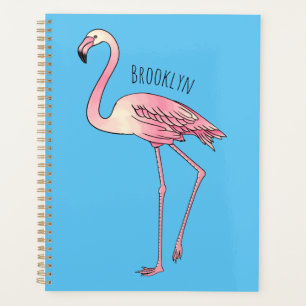 Flamingo bird cartoon illustration  planner