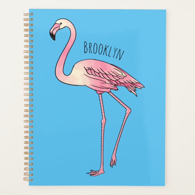 Flamingo bird cartoon illustration  planner (Front)