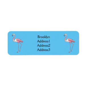 Flamingo bird cartoon illustration return address label