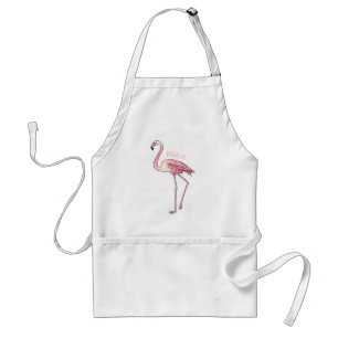Flamingo bird cartoon illustration standard apron