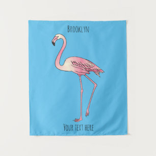 Flamingo bird cartoon illustration  tapestry