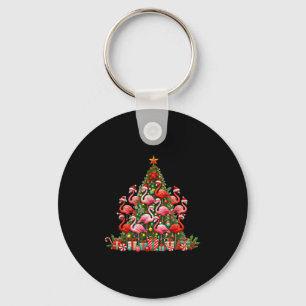 Flamingo Bird Christmas Tree Funny Flamingo Xmas  Key Ring
