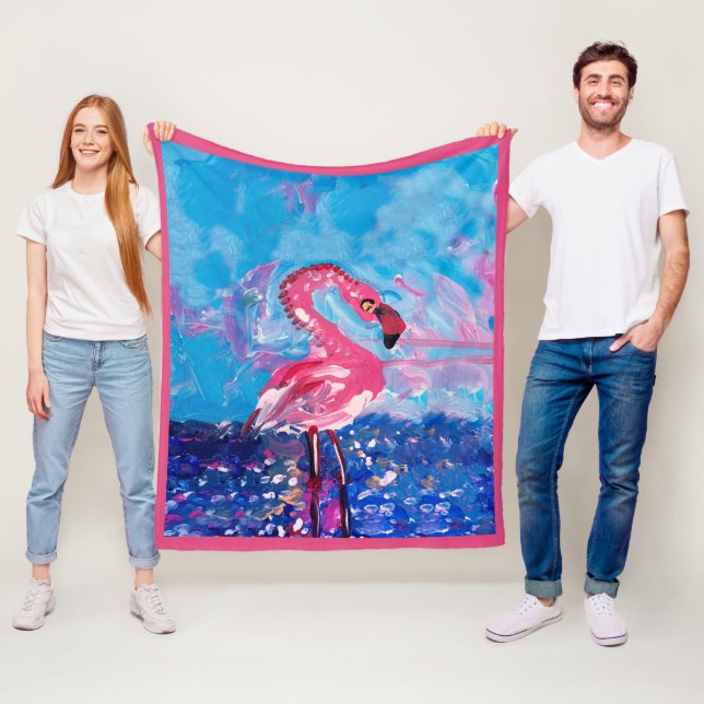 Flamingo Bird Fleece Blanket (In Situ)