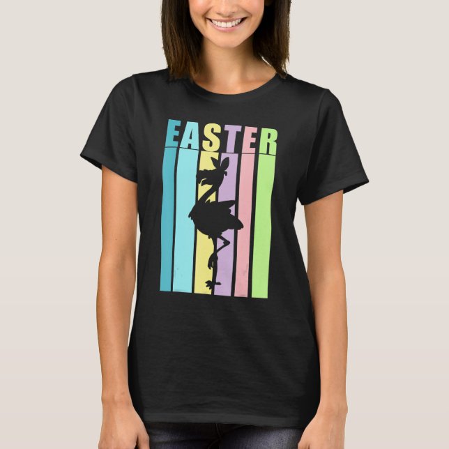 Flamingo Bird Happy Easter Cute Funny Spring Fun H T-Shirt (Front)
