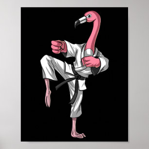 Flamingo Bird Karate Ninja Kickboxing Taekwondo Ma Poster