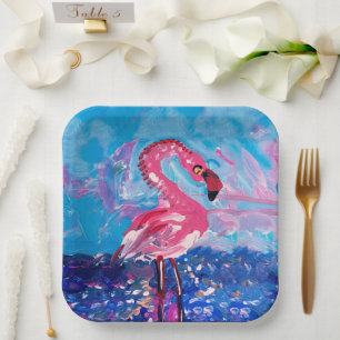 Flamingo Bird Paper Plate