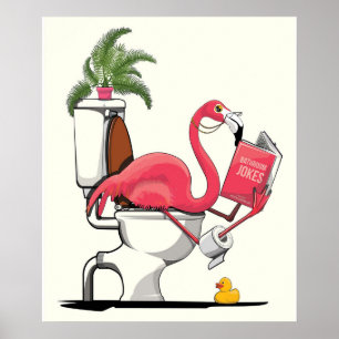 flamingo, bird, pink, animal, funny, cute, cartoon poster