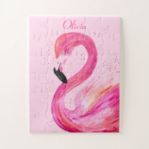 Flamingo Bird Pink Nature Tropical Beach Summer Jigsaw Puzzle