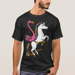 Flamingo Bird Riding Unicorn T-Shirt