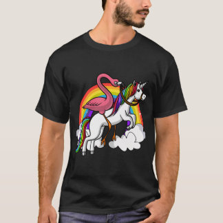 Flamingo Bird Riding Unicorn T-Shirt