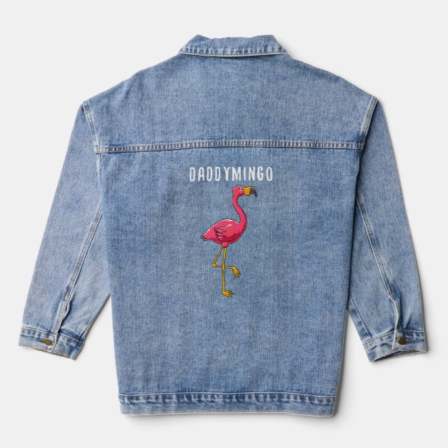 Flamingo Bird  Theme For Daddy  Denim Jacket (Back)