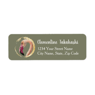 Flamingo Bird Watercolor Illustration Address Return Address Label