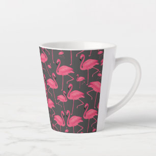 Flamingo Bird Watercolor on Dark Grey Design Latte Mug