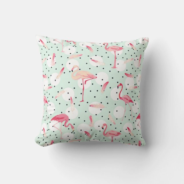 Flamingo Bird With Feathers | Add Your Initial Cushion (Front)