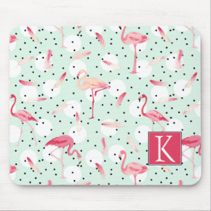 Flamingo Bird With Feathers Add Your Initial Mouse Pad
