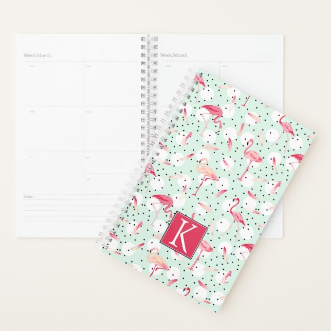 Flamingo Bird With Feathers | Add Your Initial Planner (Display)