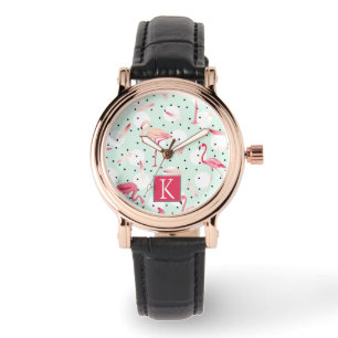 Flamingo Bird With Feathers Add Your Initial Watch