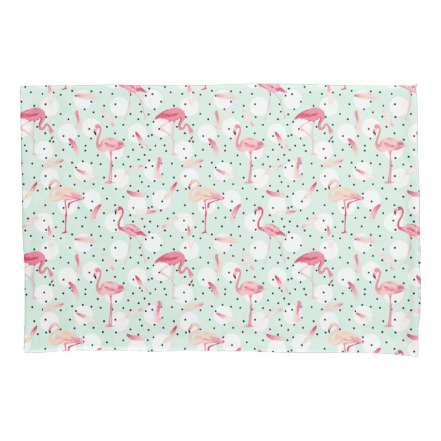 Flamingo Bird With Feathers Pillowcase (Front-Left)