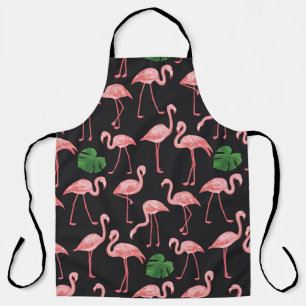 flamingo bird with monstera palm leaves pattern. apron