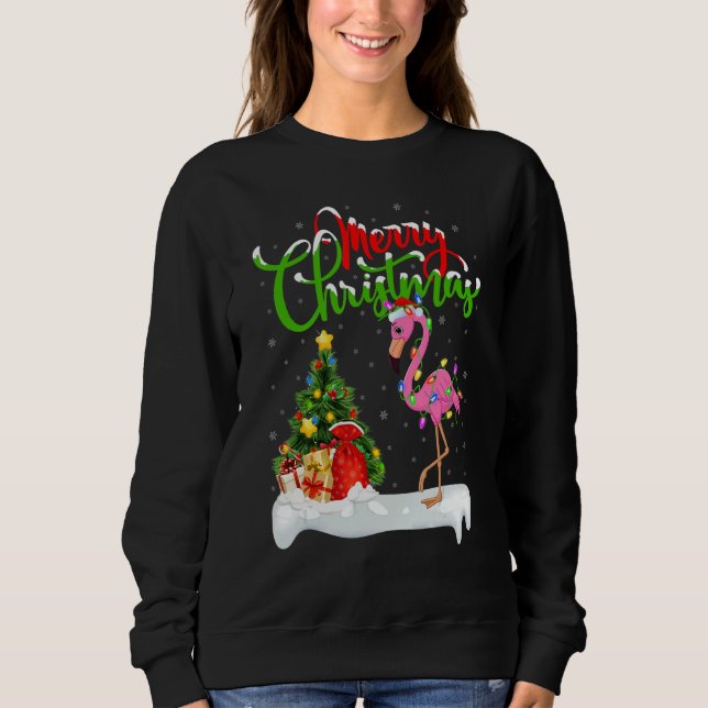 Flamingo Bird   Xmas Decoration Santa Flamingo Chr Sweatshirt (Front)