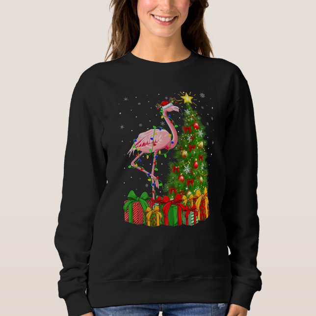 Flamingo Bird  Xmas Holiday Santa Flamingo Christm Sweatshirt (Front)