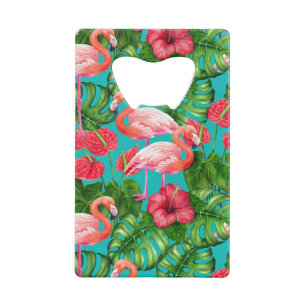 Flamingo birds and tropical garden watercolor