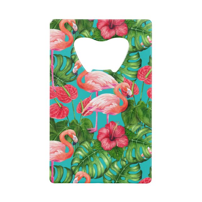 Flamingo birds and tropical garden watercolor (Front)