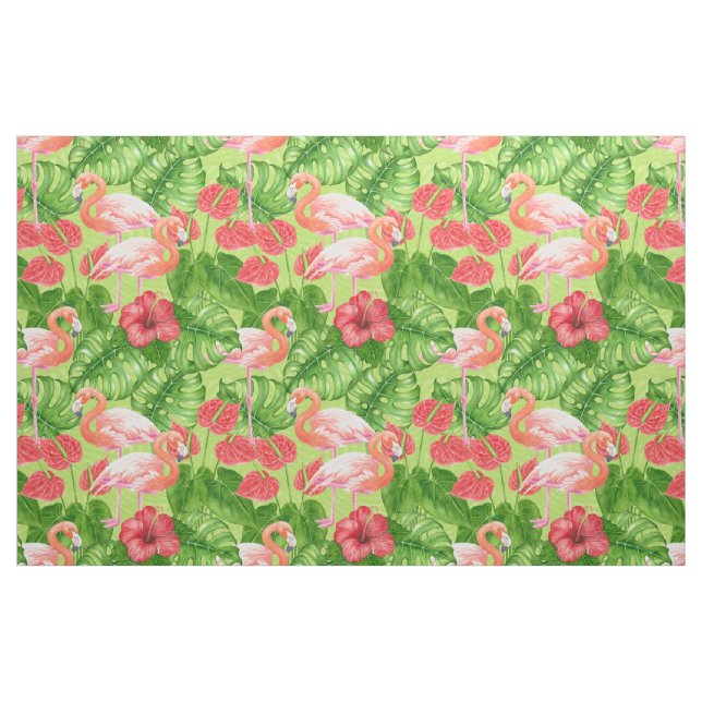 Flamingo birds and tropical plants fabric (Fat Quarter)