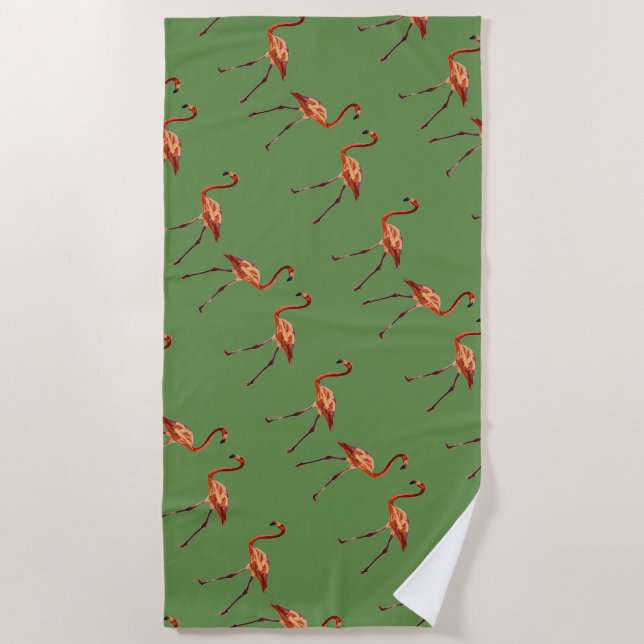 Flamingo Birds Beach Towel (Front)