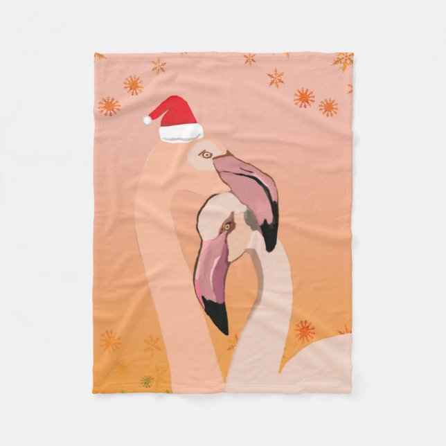 Flamingo Birds  Christmas, New Year Fleece Blanket (Front)