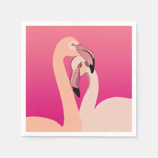 Flamingo Birds Cocktail Paper Napkins (Front)