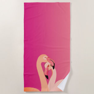 Flamingo Birds Love, Flamingo Art  Beach Towel