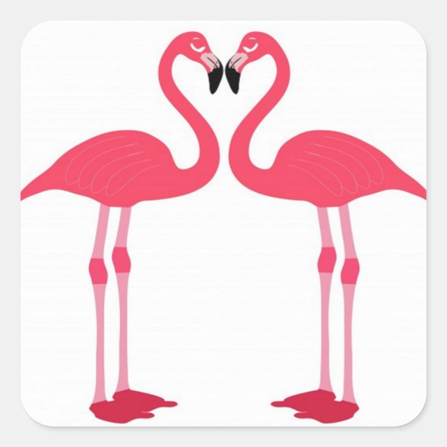 flamingo-birds-love- square sticker (Front)