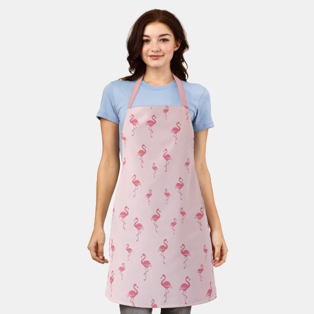 flamingo birds pattern apron (Worn)