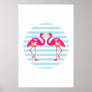 Flamingo, birds poster, summer colours, poster
