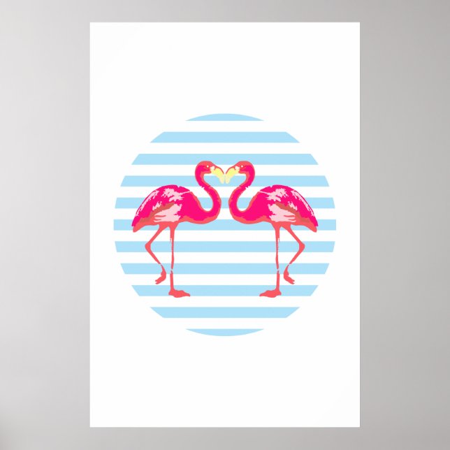 Flamingo, birds poster, summer colours, poster (Front)