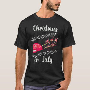 Flamingo Birds Sleigh Christmas In July Cute  Grap T-Shirt