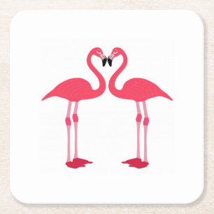 flamingo-birds square paper coaster