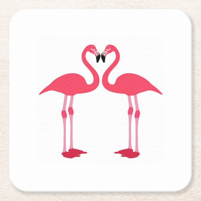 flamingo-birds square paper coaster (Front)