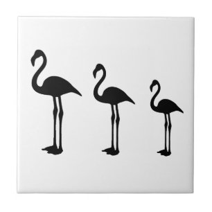 Flamingo Birds Standing Minimalistic  Ceramic Tile